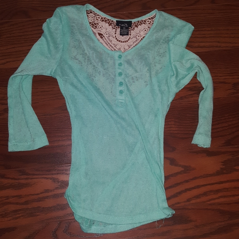 Women’s Teal lace back shirt